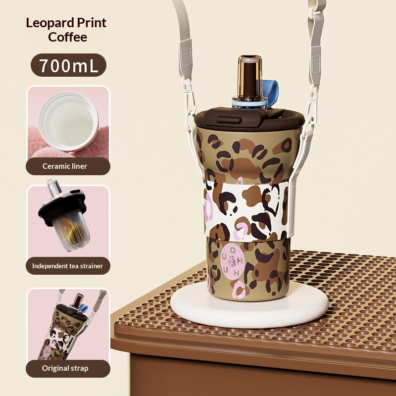 High Appearance Leopard Pattern Stainless Steel Water Bottle — foto 4