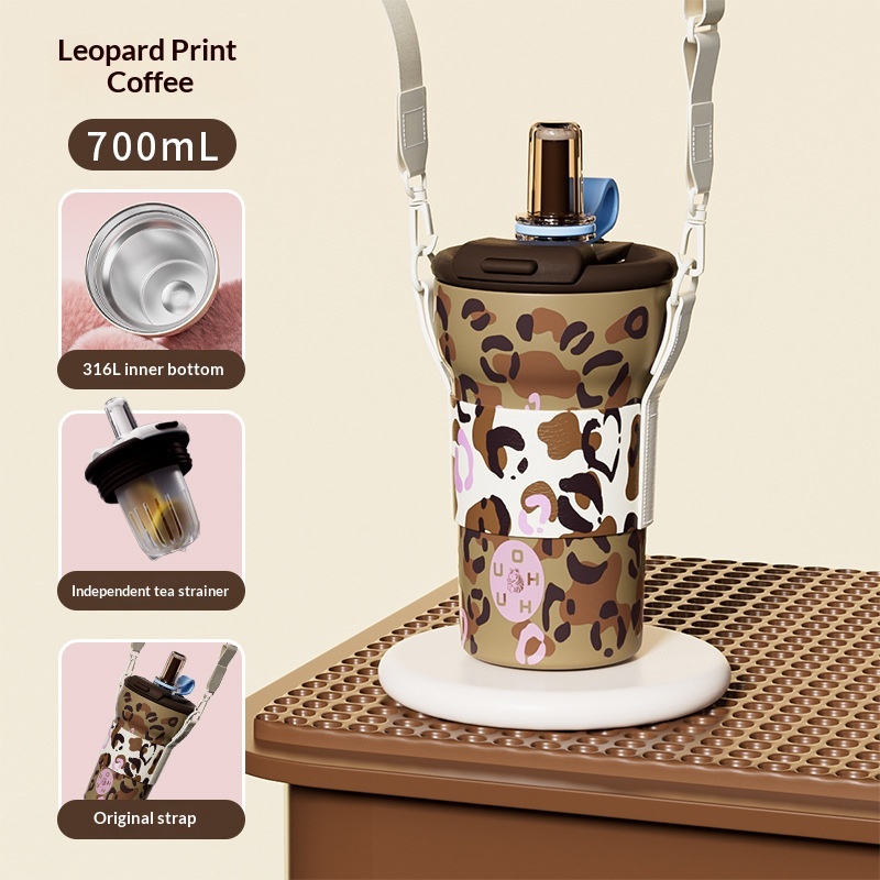 High Appearance Leopard Pattern Stainless Steel Water Bottle — foto 12
