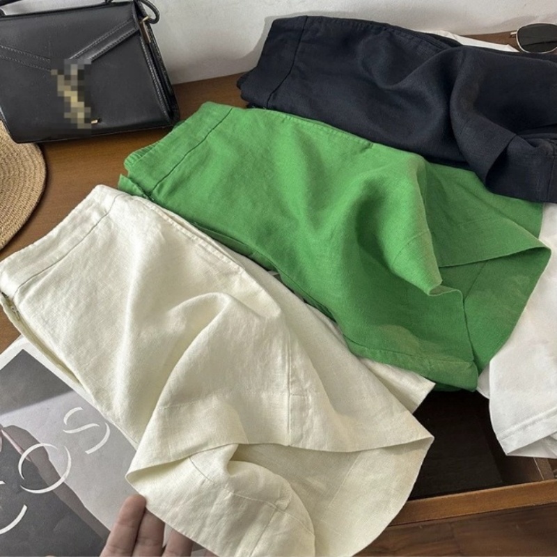Womens Linen High-Waist Slimming Shorts