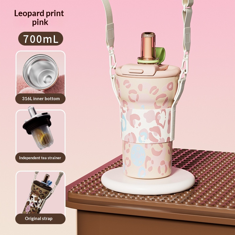 High Appearance Leopard Pattern Stainless Steel Water Bottle — foto 9