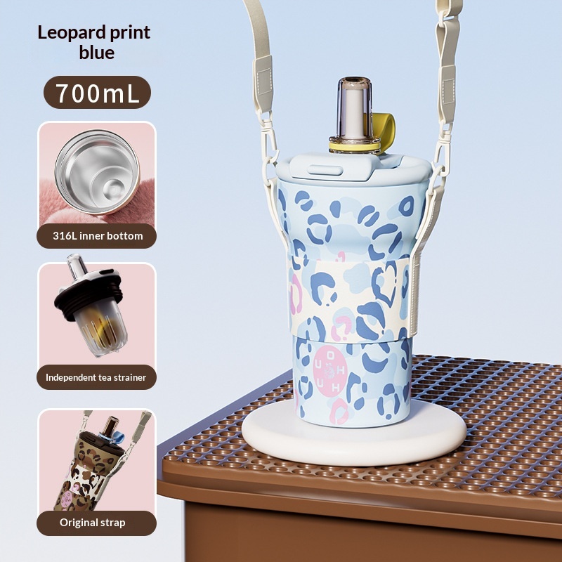 High Appearance Leopard Pattern Stainless Steel Water Bottle — foto 2