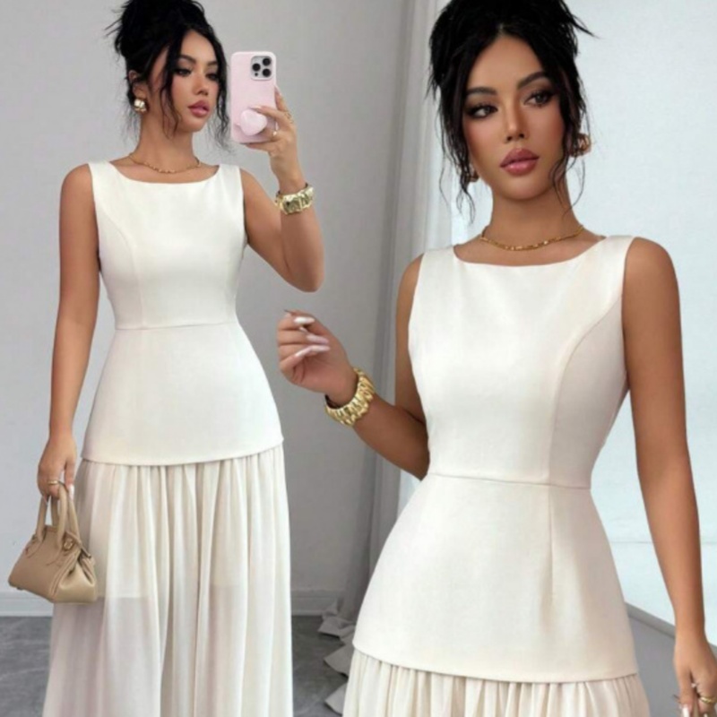 Fitted-waist Patchwork Casual Dress For Women