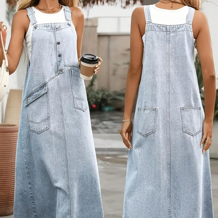 Stylish Casual Versatile Denim One-piece Dress For Women
