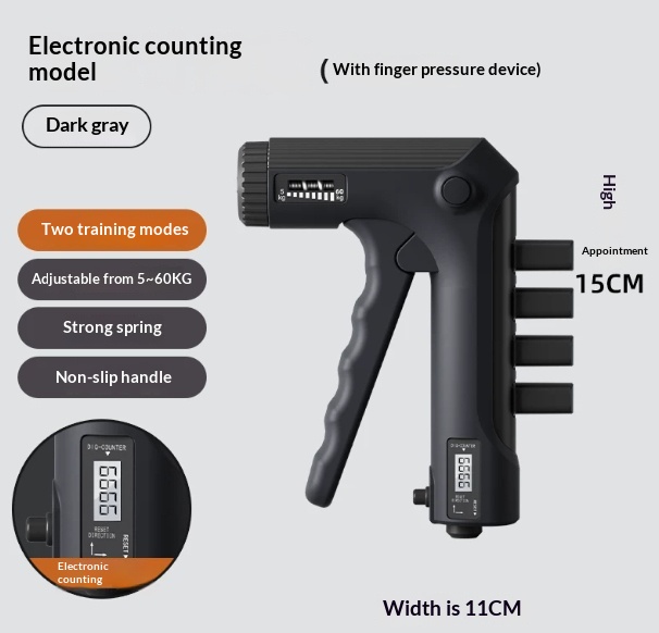 Hand Grip Strengthener With Adjustable Finger Resistance And Electronic Counting
