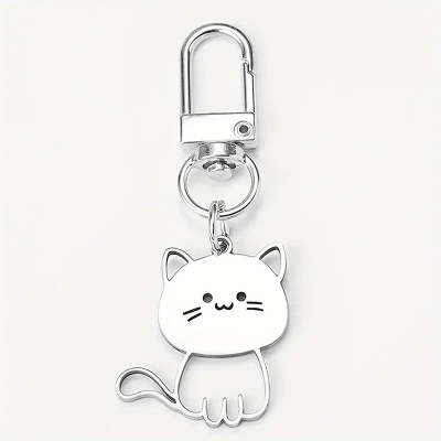 Minimalist And Stylish Stainless-steel Cartoon Kitten Keychain