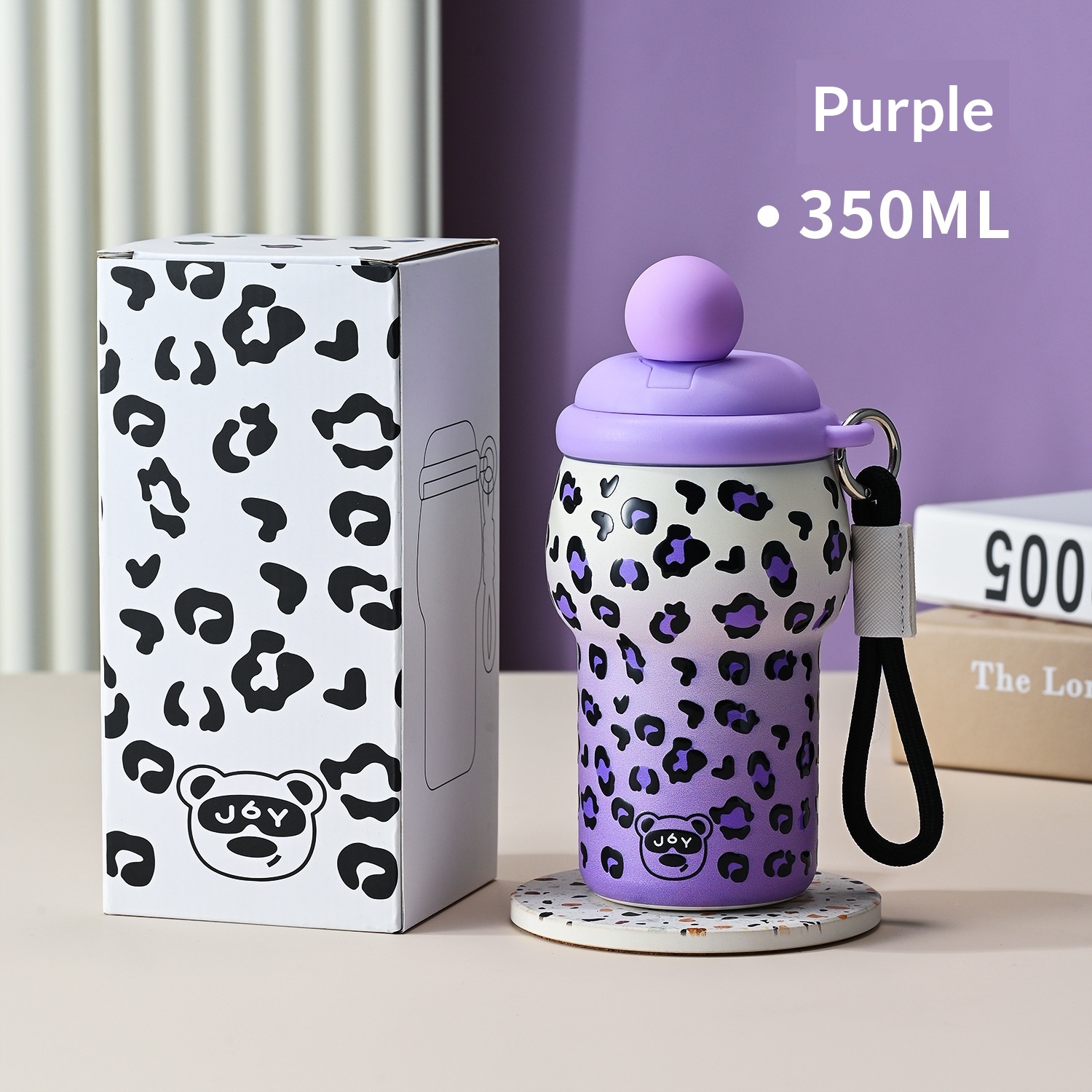 316 Stainless Steel Portable Leopard-Print Insulated Water Bottle — foto 3