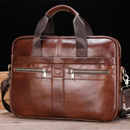 Leather Briefcase For Laptops Made From Full-grain