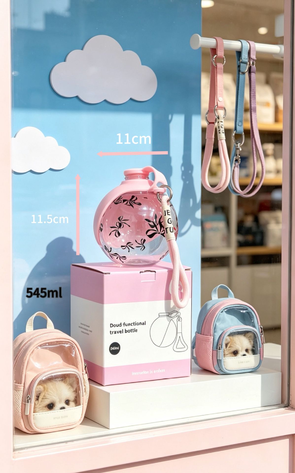 Bouteille d'eau pliable pour chien et chat — Gourde silicone à crochet 3