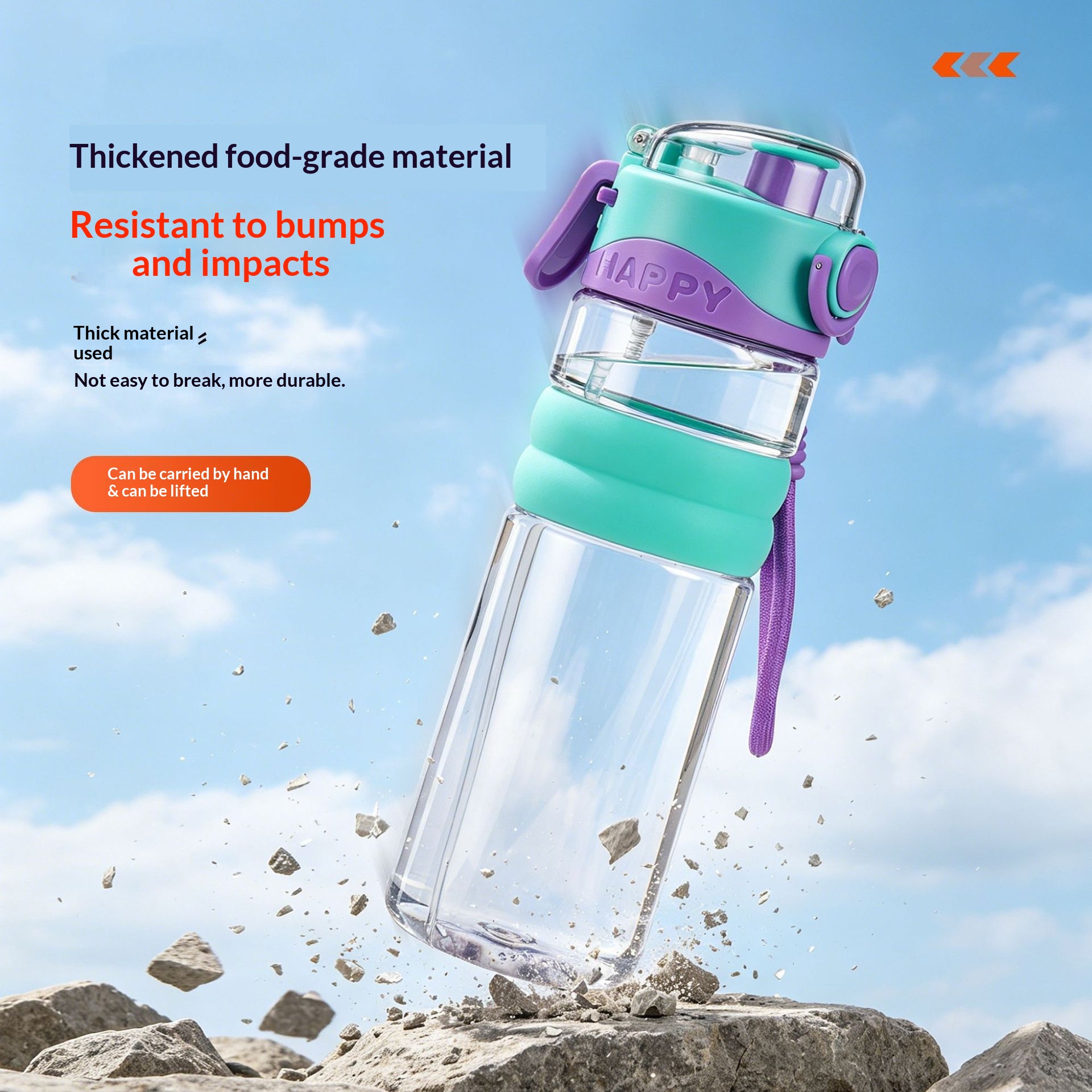 Spray-type Outdoor Large-capacity Portable Plastic Water Bottle With A Carrying Strap