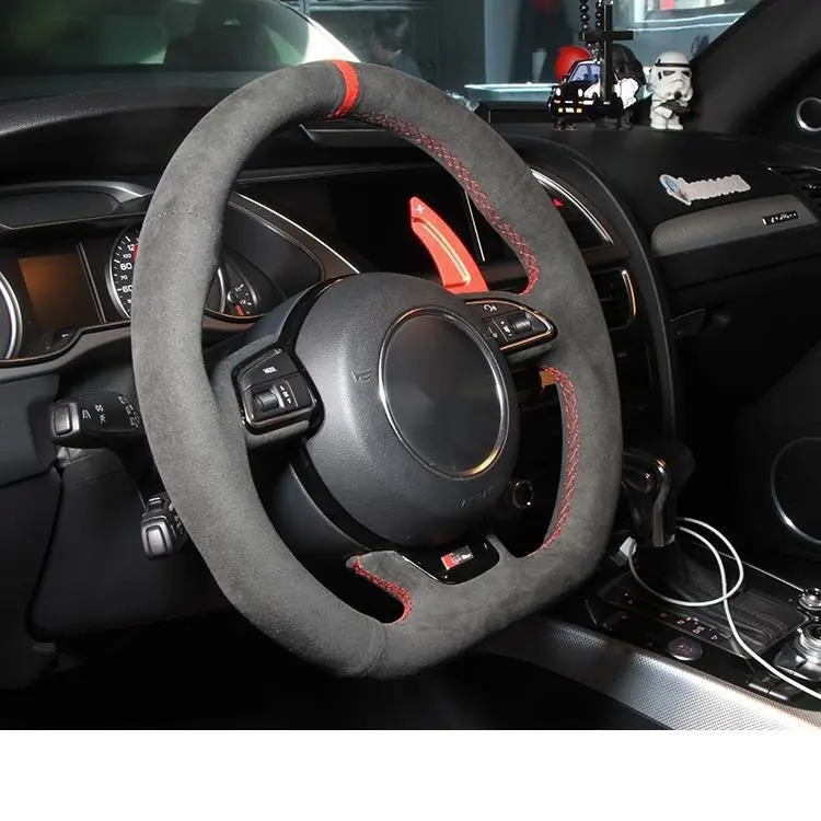 Hand-stitched Suede Steering Wheel Cover