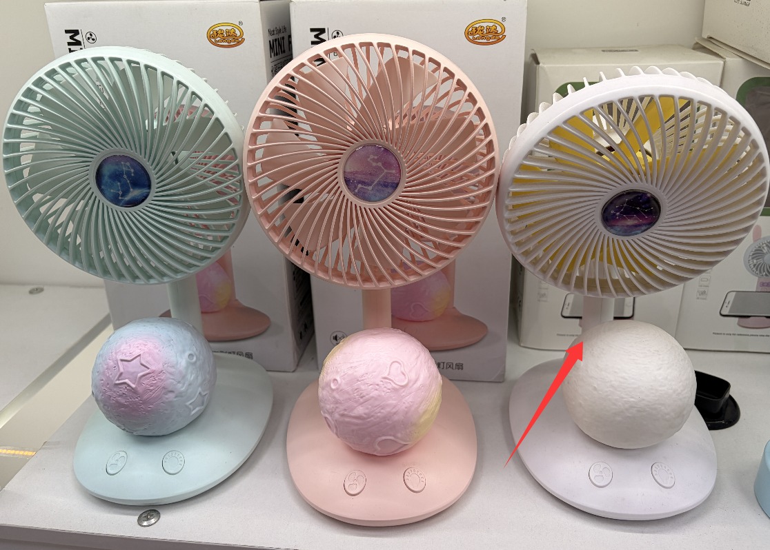 Plastic Fan With Colored Lights In Blue Color