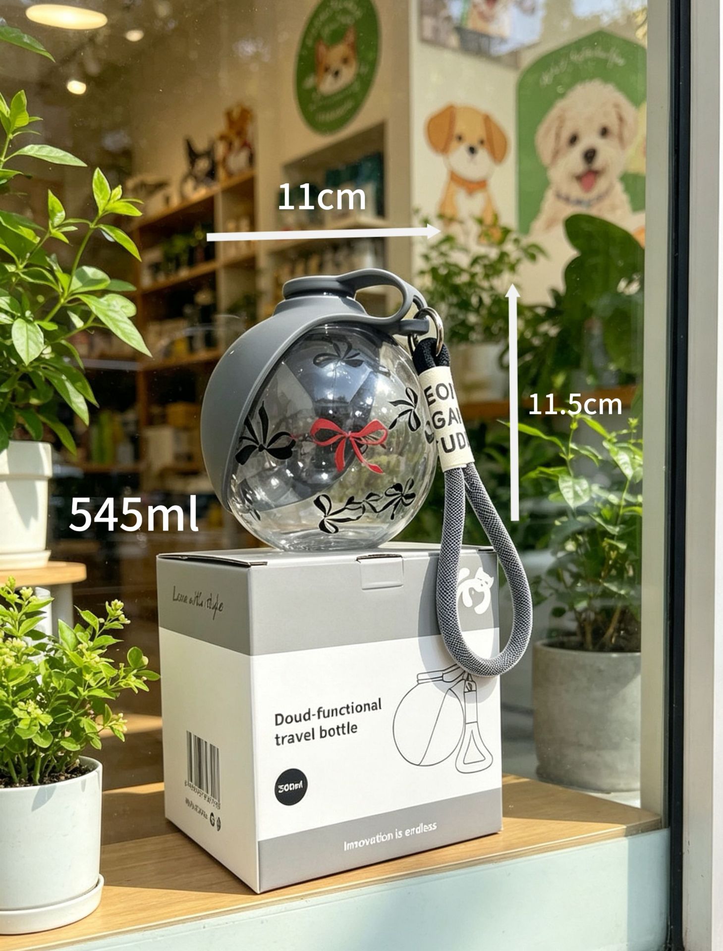 Bouteille d'eau pliable pour chien et chat — Gourde silicone à crochet