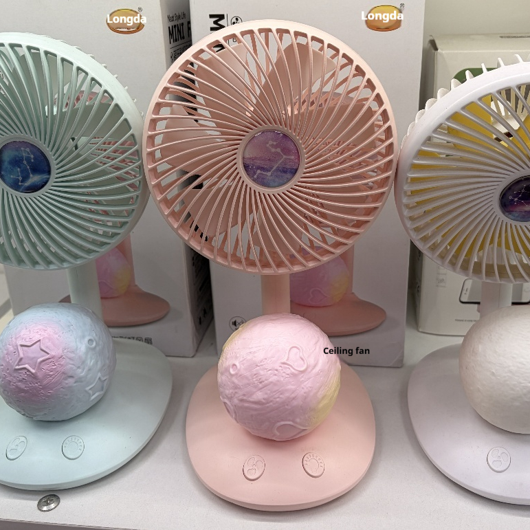 Plastic Fan With Colored Lights In Blue Color