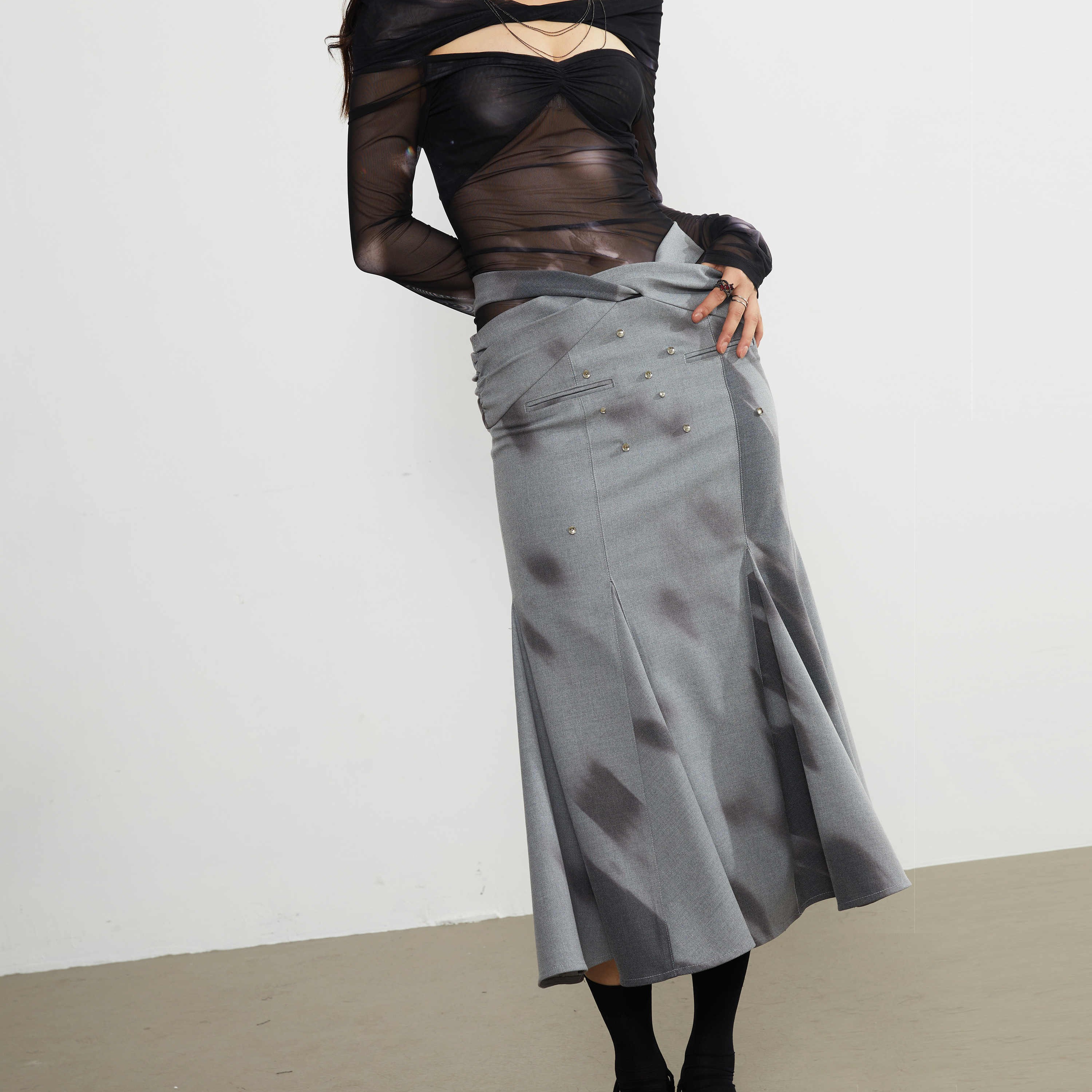 Printed Punk Girl Hollow Skirt