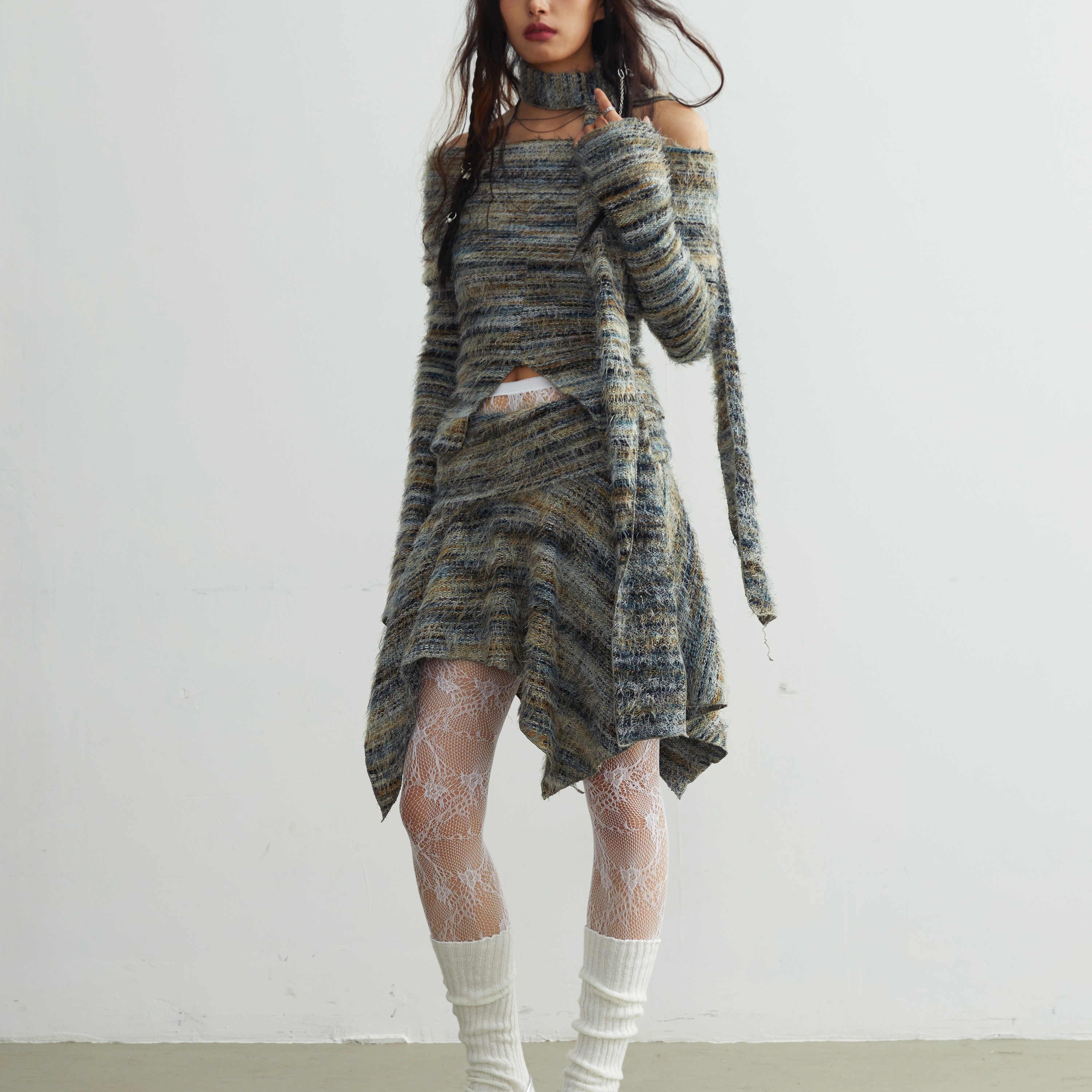 Slack Knit Top Overskirt Female