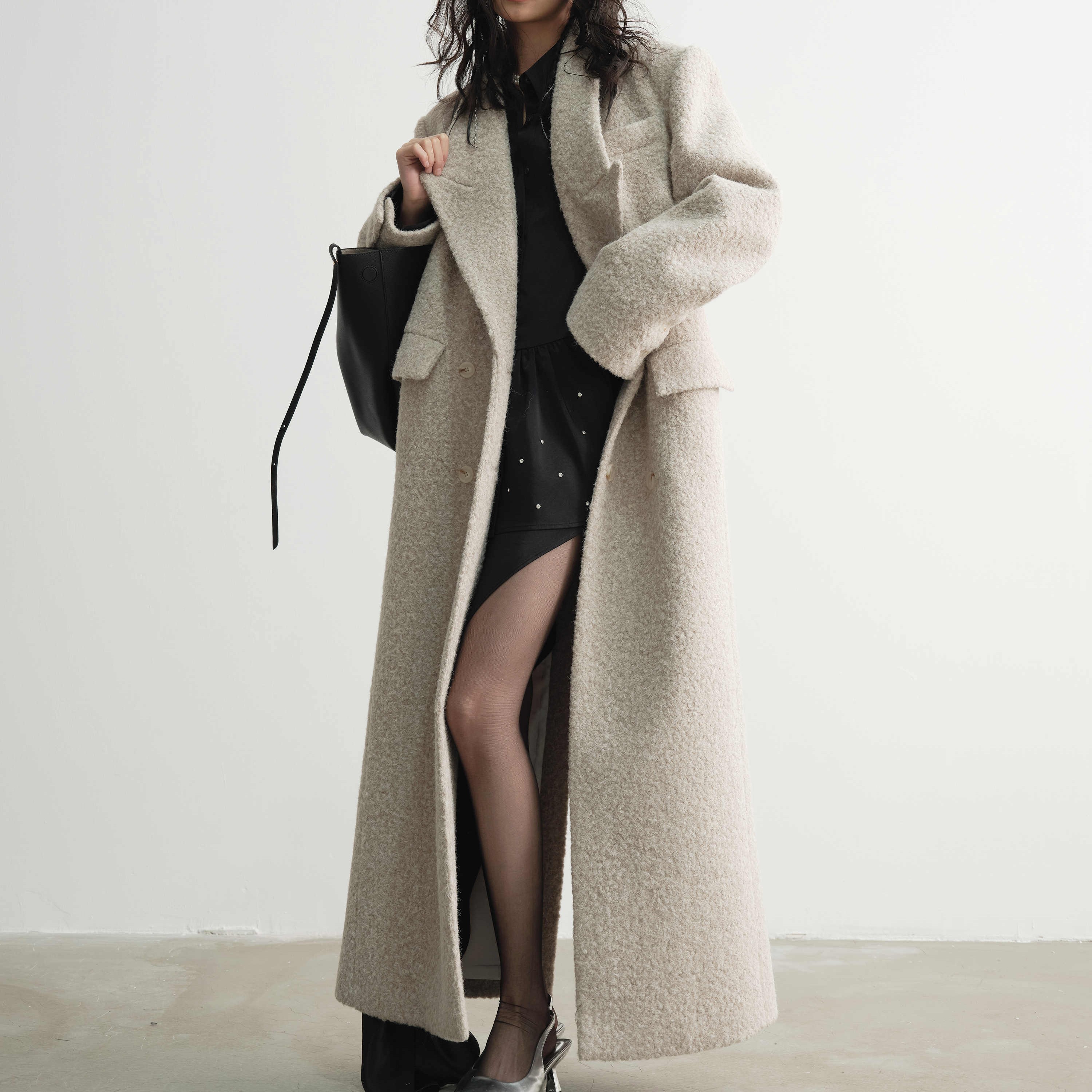 Woolen Super-long Coat Woman