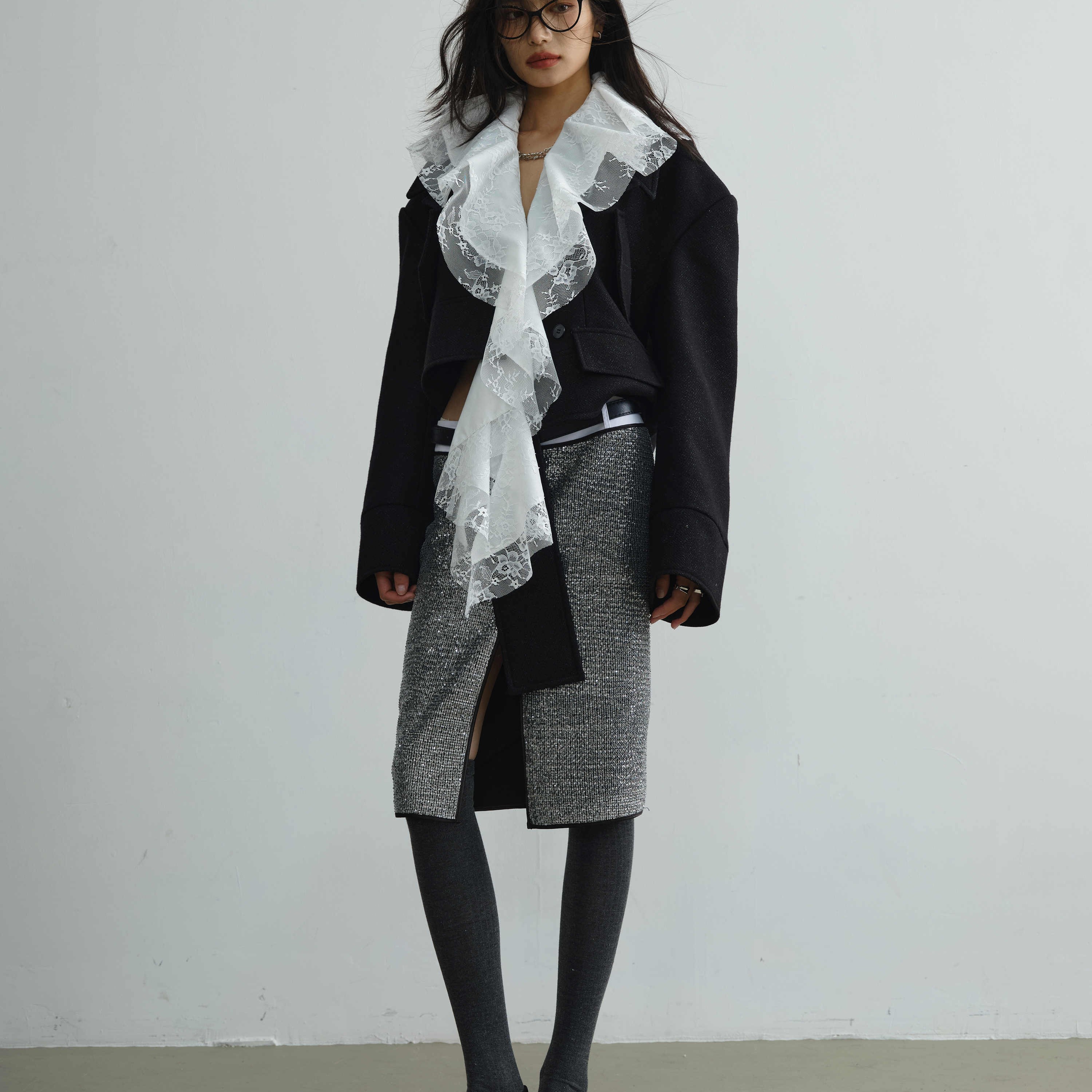 Asymmetric Woolen Silhouette Short Coat