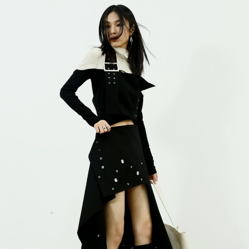 Fairy-style Rhinestone-studded Two-way Halter-neck Asymmetrical Dress