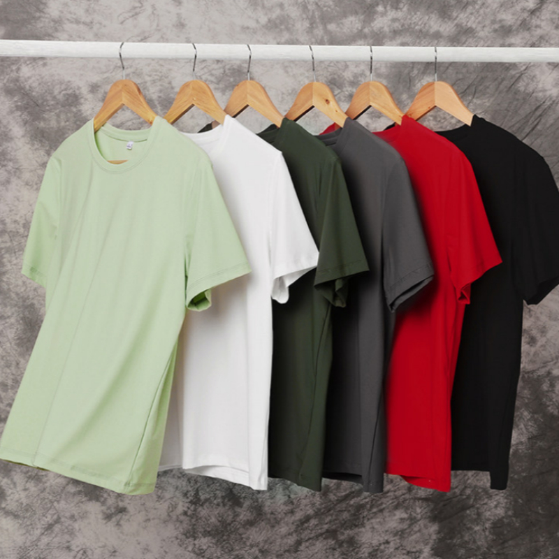 Summer Round Neck Ice Silk Quick Drying T-shirt