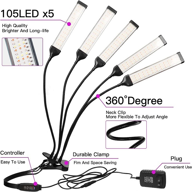 Household Clip-on Indoor Plant Grow Light