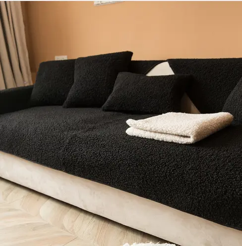Sofa Cushion Non-slip Thickened Fabric Lambswool Cover Cloth