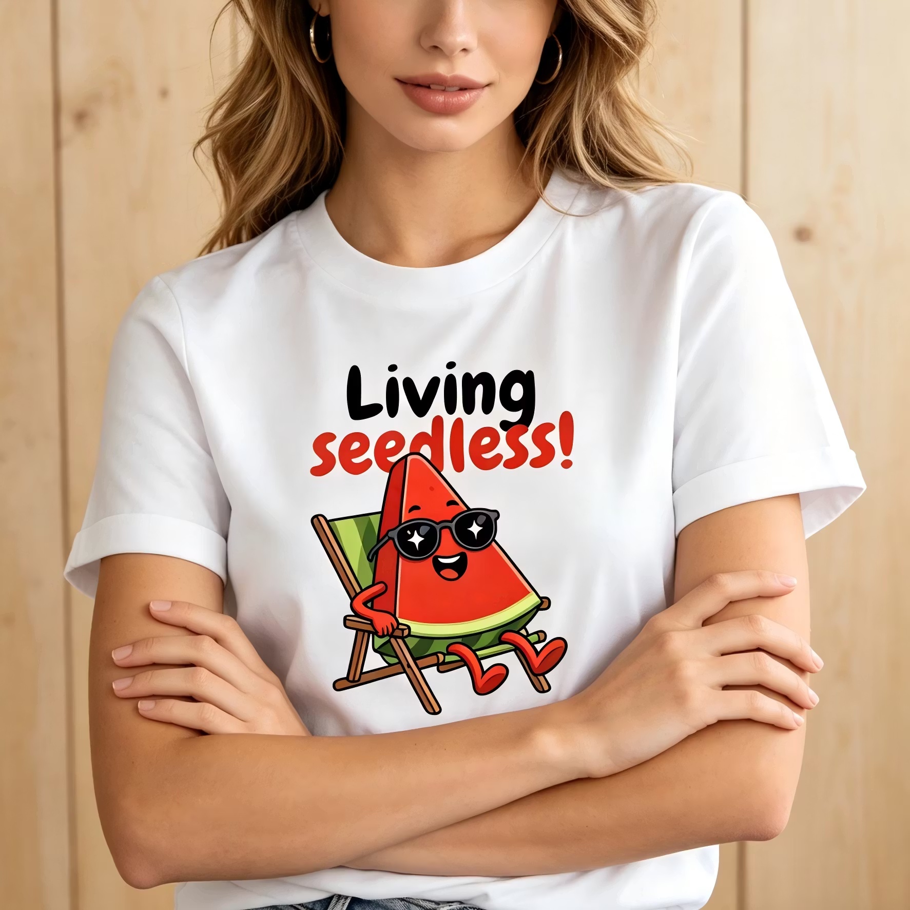 "Living Seedless" Funny Watermelon T-Shirt for Women