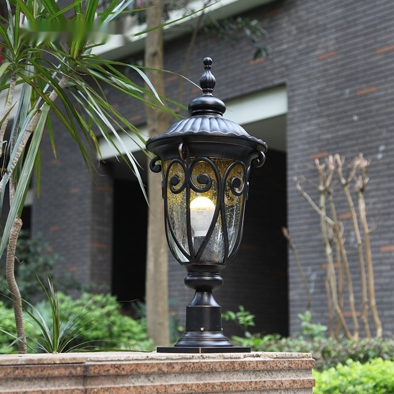 European-style Outdoor Column Head Lamp, Waterproof Courtyard Light For Landscaping