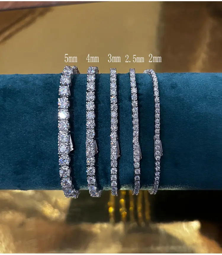 Full-Crystal Moissanite Silver Simple Luxury Bracelet
