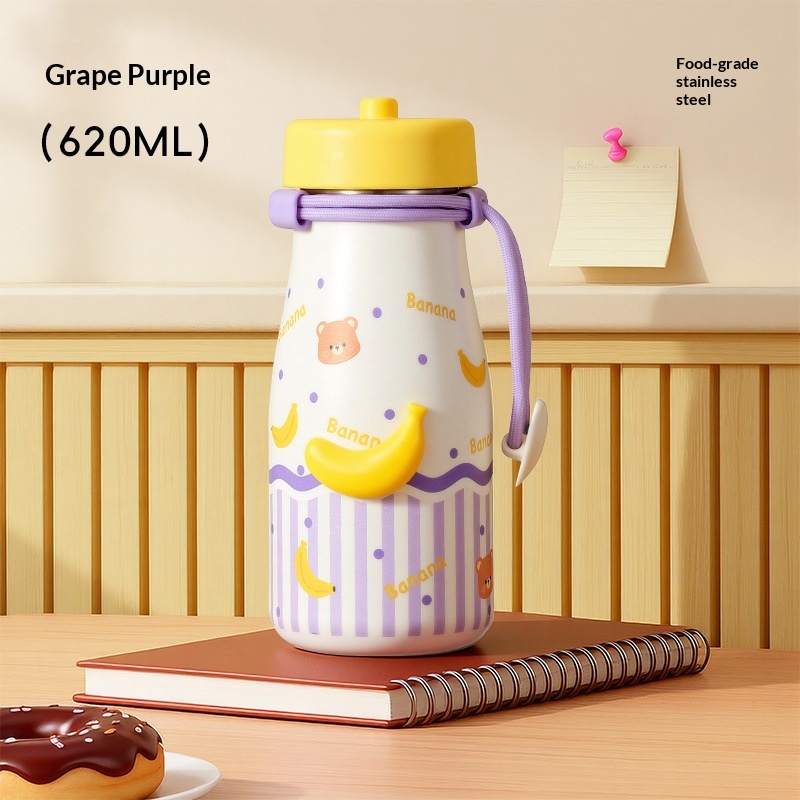 High appearance Girls Double wall Straw Bottle  316 Stainless Steel — foto 4