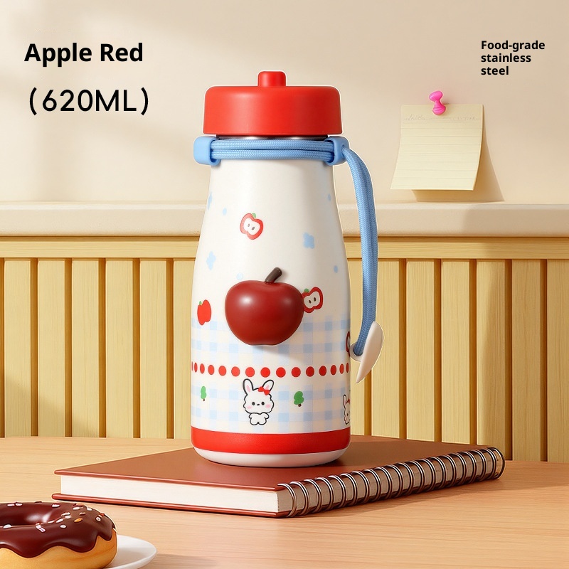 High appearance Girls Double wall Straw Bottle  316 Stainless Steel — foto 5