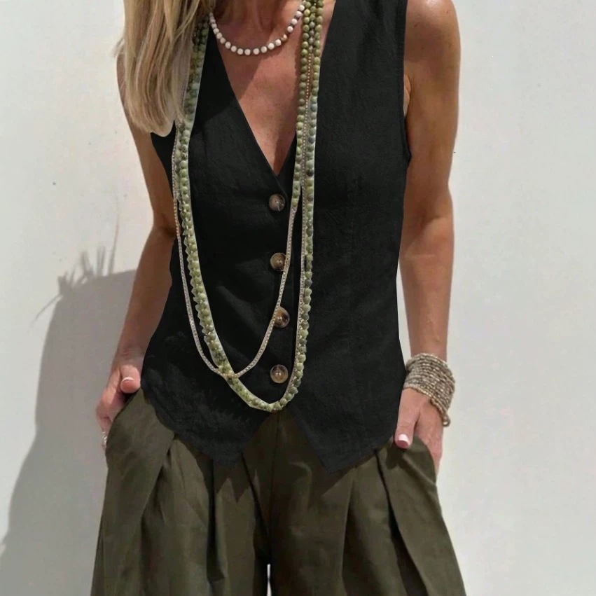 Sleeveless Tailored Suit V-neck Waistcoat