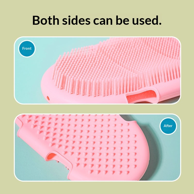 Childrens Bathing Massage Wash Mitt, Double-Sided Bathing Tool, Silicone Bath Brush