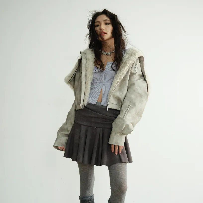 Hooded Post-apocalyptic PU Leather Quilted Jacket