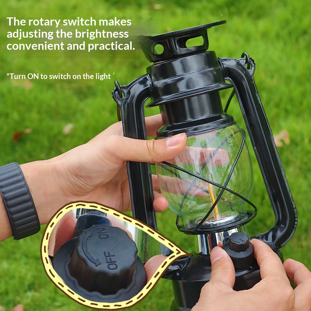 Solar-powered Glass Kerosene Lamp Outdoor Waterproof Camping Light 4