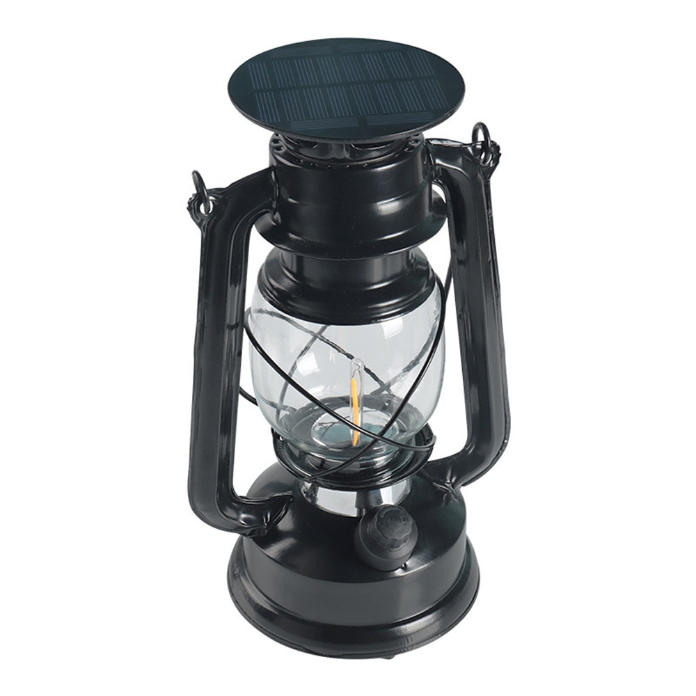 Solar-powered Glass Kerosene Lamp Outdoor Waterproof Camping Light