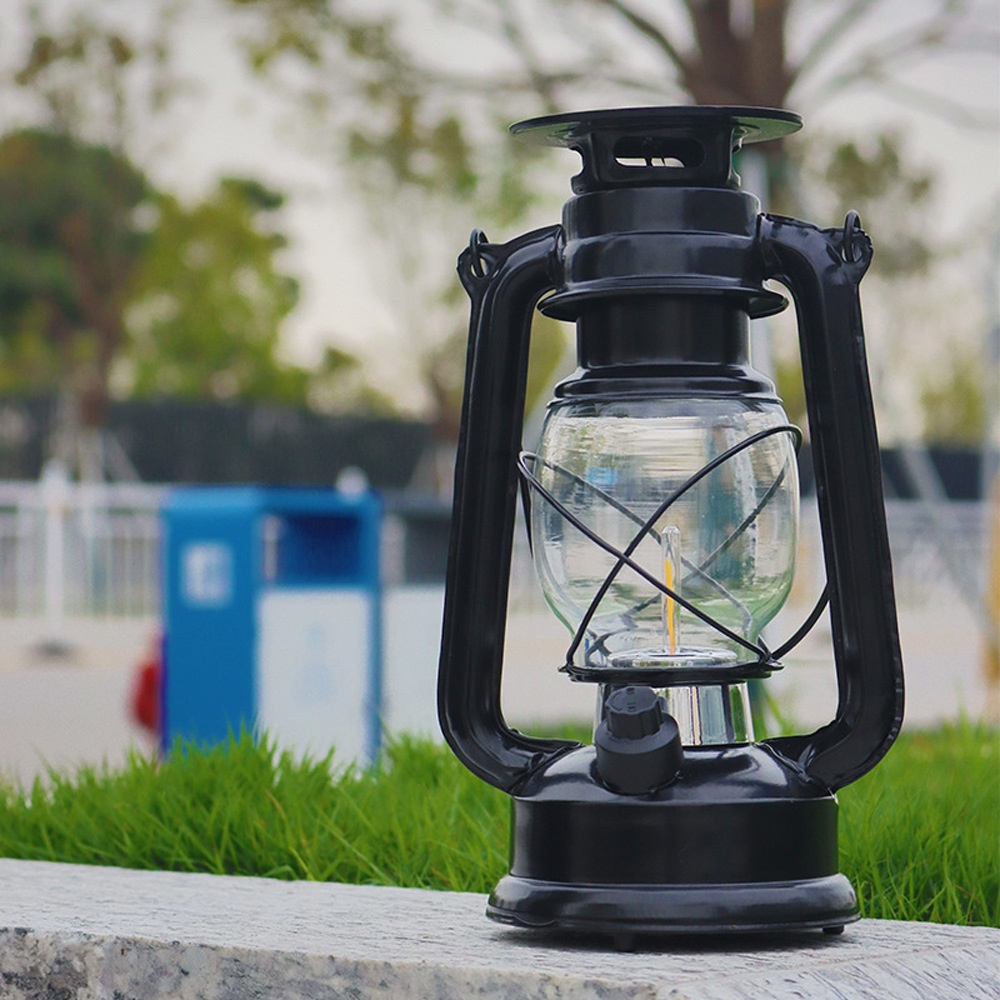 Solar-powered Glass Kerosene Lamp Outdoor Waterproof Camping Light