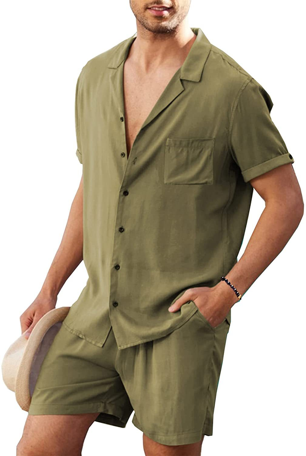 Summer Men's Short Sleeved Shirt Set