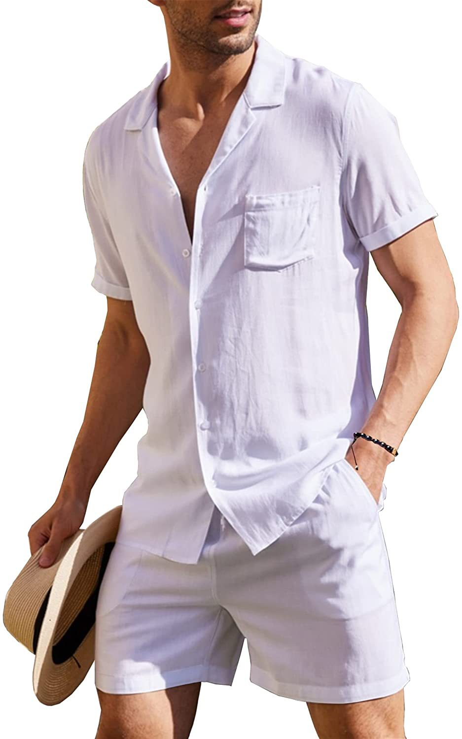 Summer Men's Short Sleeved Shirt Set