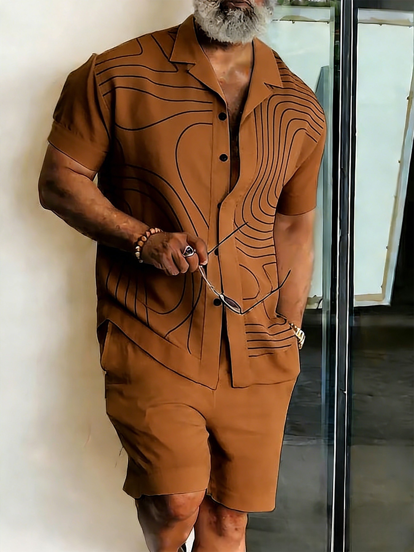 Short-sleeve Shirt And Beach Pants Casual Set