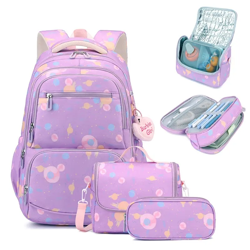 Three-piece Cartoon-print Set Junior High School Backpack