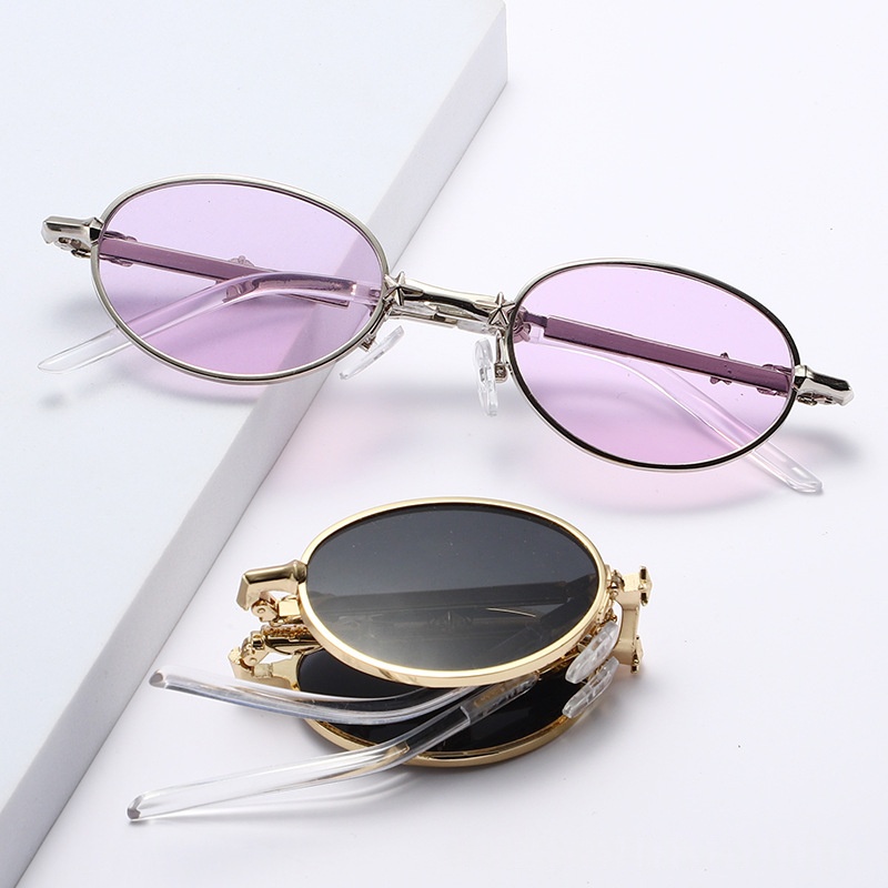 แว่นกันแดดปลายสีอ่อนเก็บได้สตรี