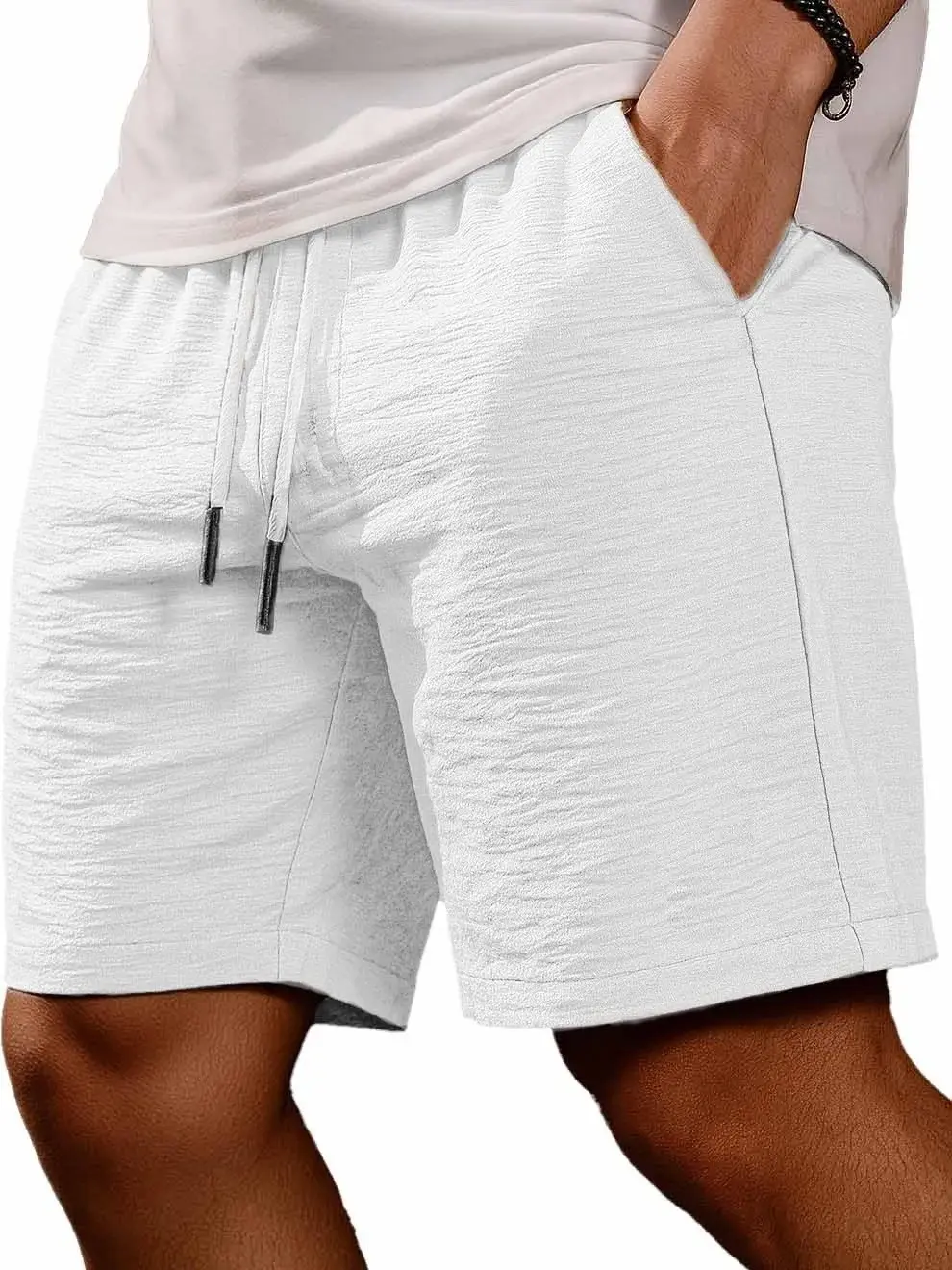 Mens Casual Summer Capri Pants Loose-fit
