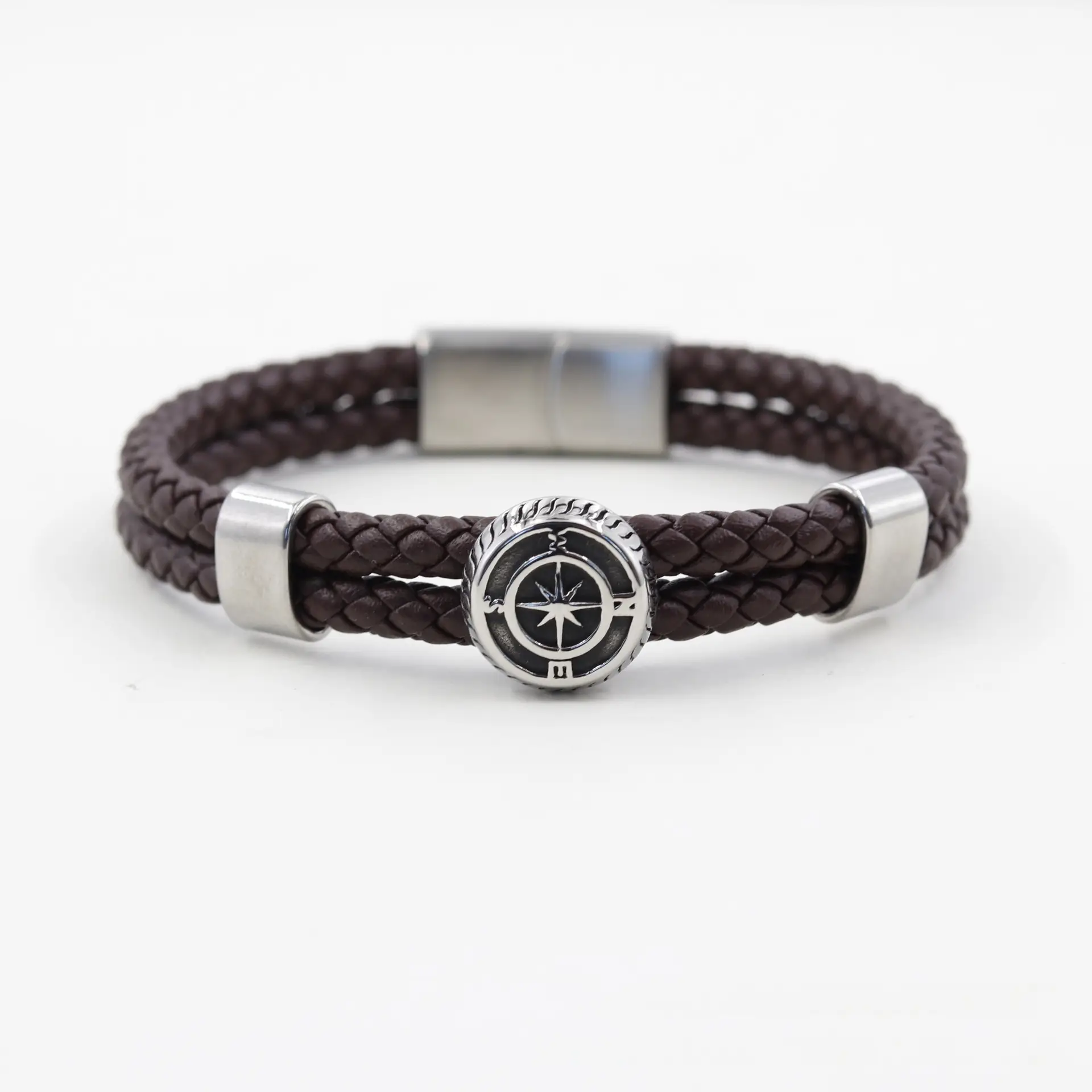 New Men's Stainless Steel Bracelet Double Woven