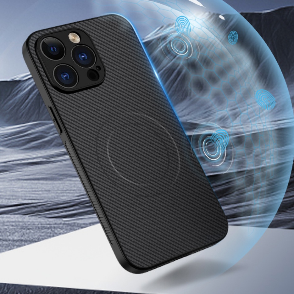 Carbon-fiber-pattern Magnetic Phone Case Matte Protective Cover 3