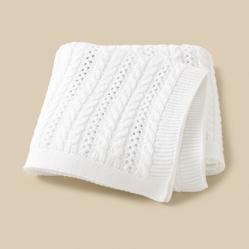 Ins Best-selling Solid-color Knitted Blanket For Babies Unisex