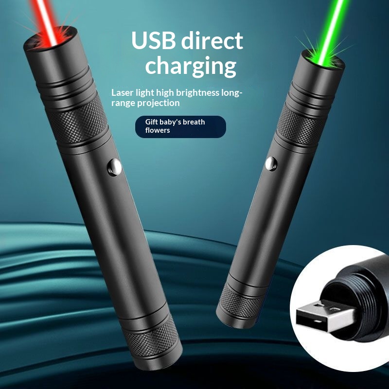 USB Direct-Charge Laser Flashlight With Green Beam Starry-Sky Pattern Sales-Promotion Single-Point Pointer