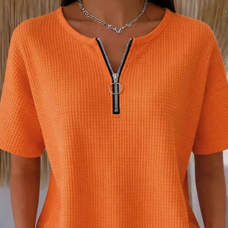 New Womens Casual Waffle-knit T-shirt Top