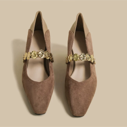 All-match Single Spring Festival Gala Style Velvet Exquisite High-heeled Mary Jane Leather Shoes