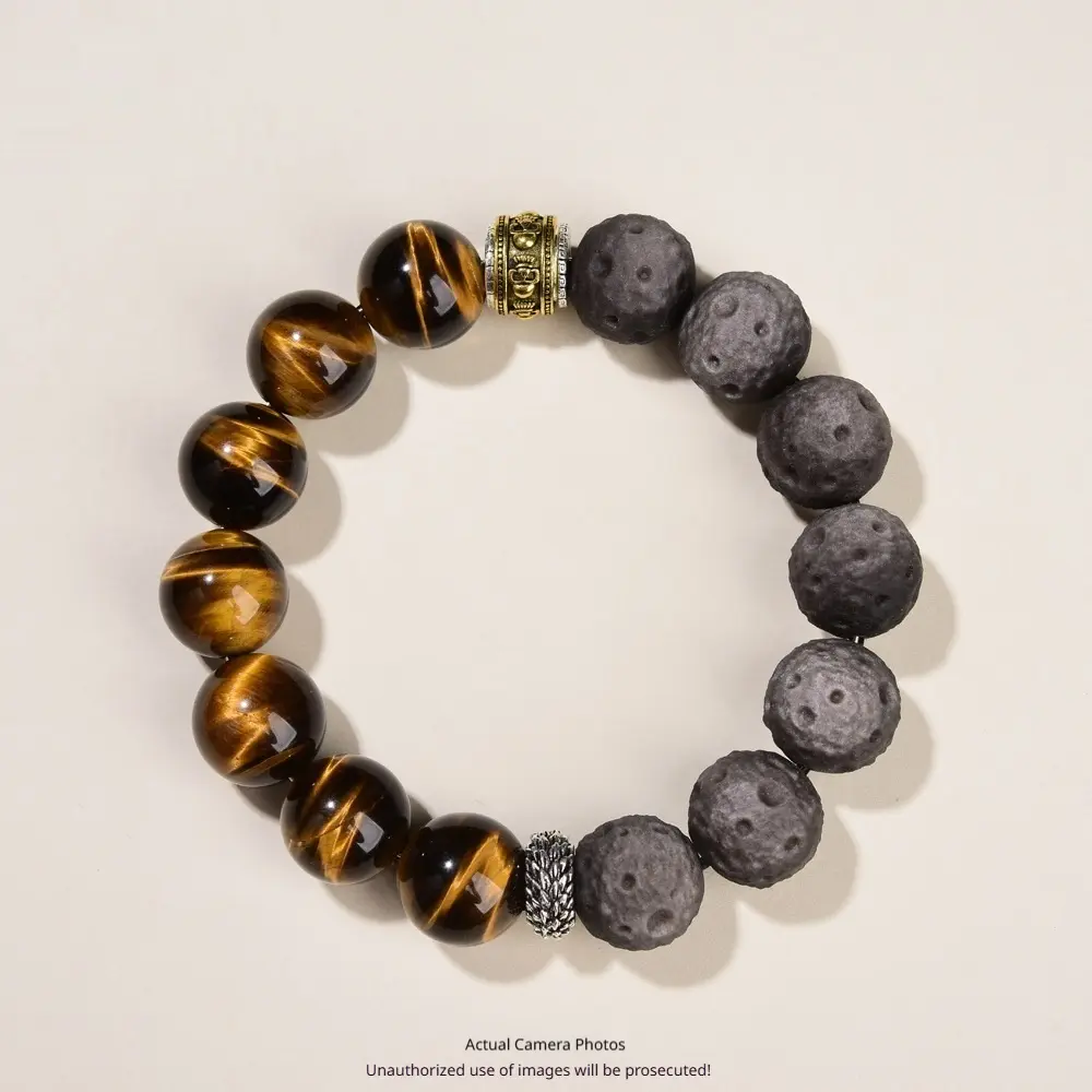 Natural Tigers Eye And Obsidian Collectors Bracelet