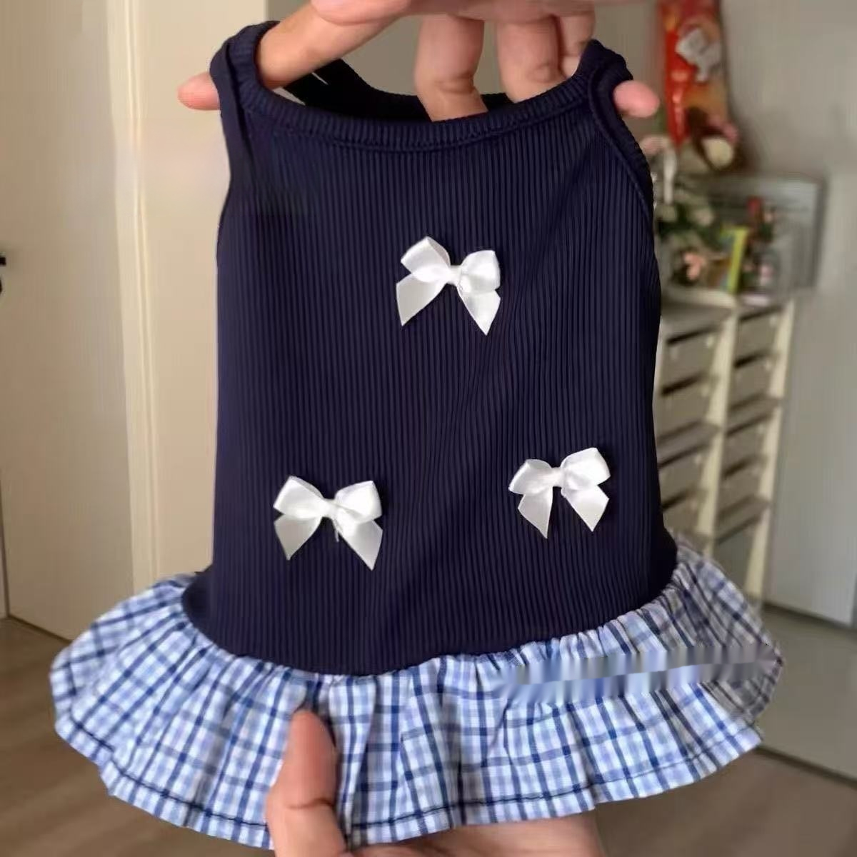 Vestido chaleco preppy para mascotas pequeñas
